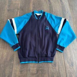 Vtg 80s Christian Dior Monsieur Blue Teal Track Jacket Suit Lg Luxury